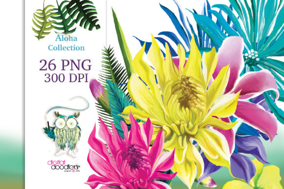 Aloha Watercolor Hawaiian Flowers: A Vibrant Graphic Design Asset for Handmade Creations