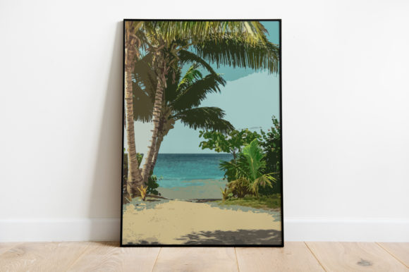 Beach Coconut Palm View Watercolor: A Versatile Illustration for Digital Sellers