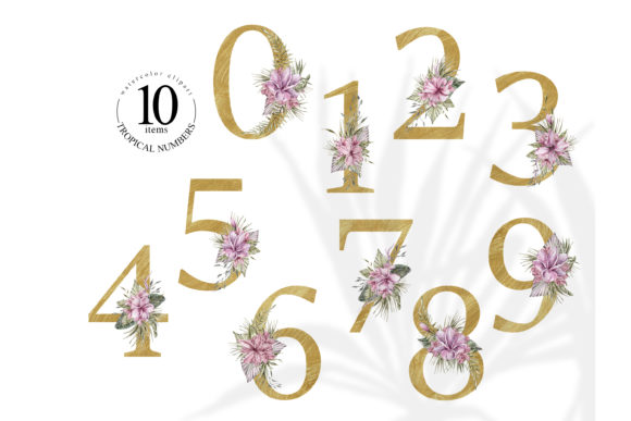 Gold Floral Numbers Clipart: A Watercolor Embroidery Design Review