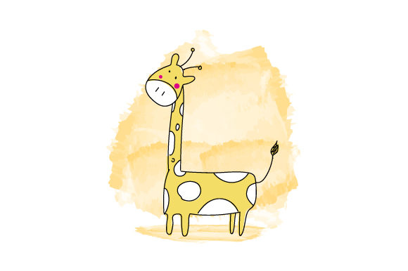 Hand Drawn Watercolor Cartoon Giraffe for Creative Branding