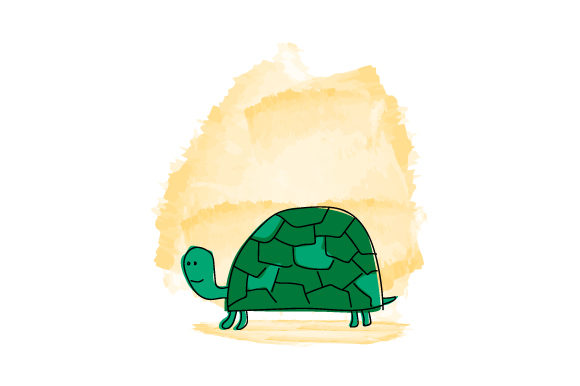 Hand Drawn Watercolor Cartoon Turtle for Local Business Branding