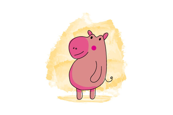 Hand Drawn Watercolor Hippopotamus Illustrations for Real Crafting