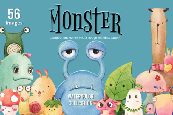 Monsters Watercolor Illustrations for Modern Branding and Marketing