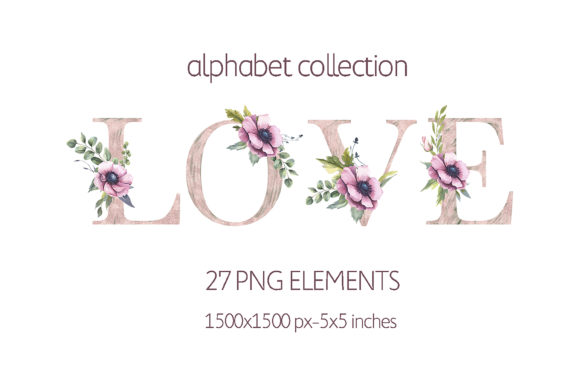 Pink Flower Watercolor Alphabet Letters: A Versatile Illustration for Crafters