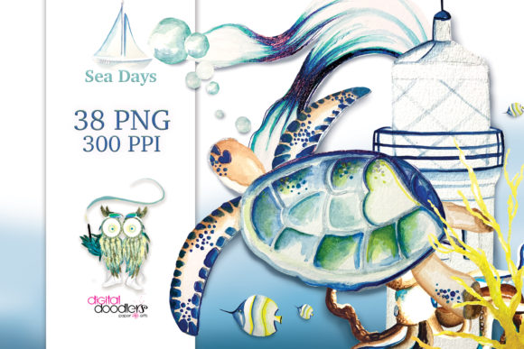 Sea Days Watercolor Graphics: A Versatile Illustration for Creative Projects