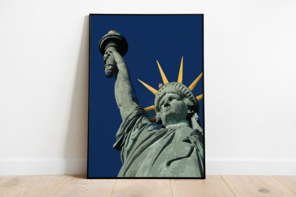 Statue of Liberty Cityscape Watercolor for Marketing Illustrations