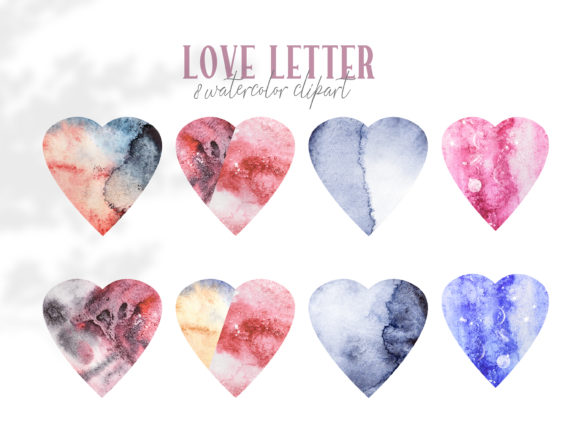 Valentines Hearts Watercolor Clipart for Local Business Branding