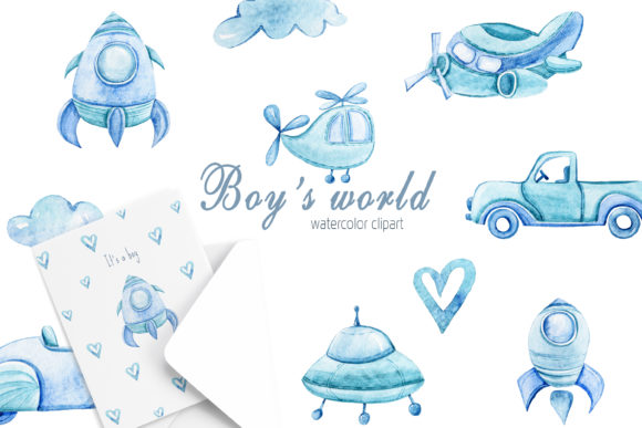 Watercolor Boy's World Clipart Set Review for Embroidery Projects