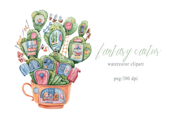Watercolor Cactus Nursery Succulent Illustrations
