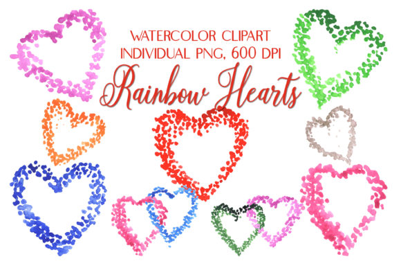 Watercolor Cliparts Rainbow Hearts: A Vibrant Illustration for Local Branding