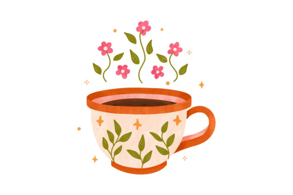 Watercolor Cup Tea Coffee Floral Pattern: A Versatile Illustration for Creative Projects