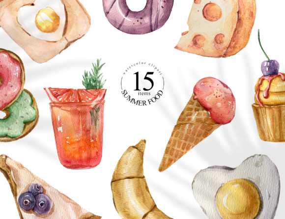 Watercolor Dessert Illustrations: A Versatile Food Clipart Set for Digital Sellers