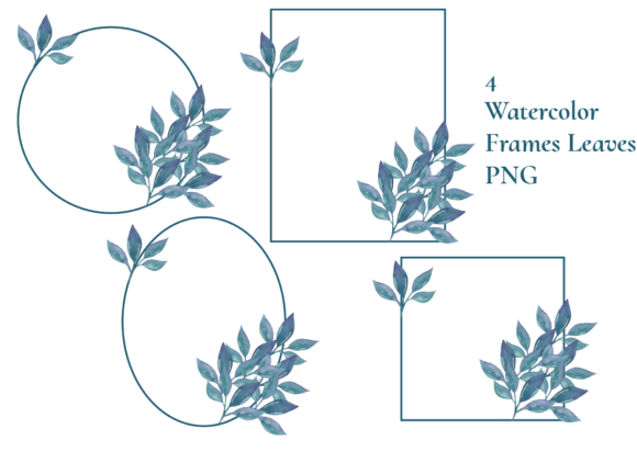 Watercolor Frames Leaves Blue: A Versatile Illustration for Creative Projects