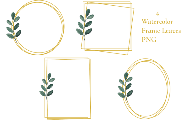 Watercolor Gold Four Frames Leaves: A Versatile Illustration for Creative Branding