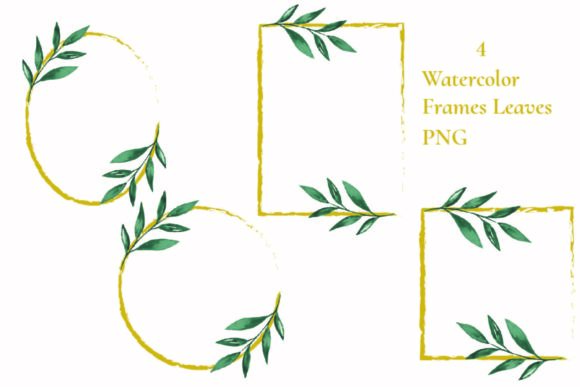 Watercolor Gold Frames Leaves Graphic: A Versatile Illustration for Content Design