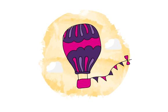 Watercolor Hot Air Balloon Illustration for Creative Projects
