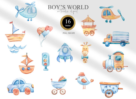 Watercolor It’s a Boy Clipart for Local Business Branding and Illustrations