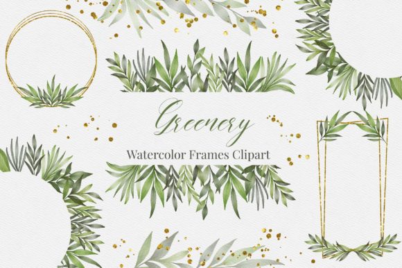Watercolor Leaves Frames Clipart for Real Embroidery Projects