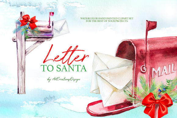 Watercolor Letter to Santa Design Set: A Seasonal Illustration Asset for Content Creators