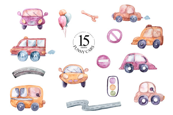 Watercolor Nursery Cars Clipart Review for Embroidery Projects