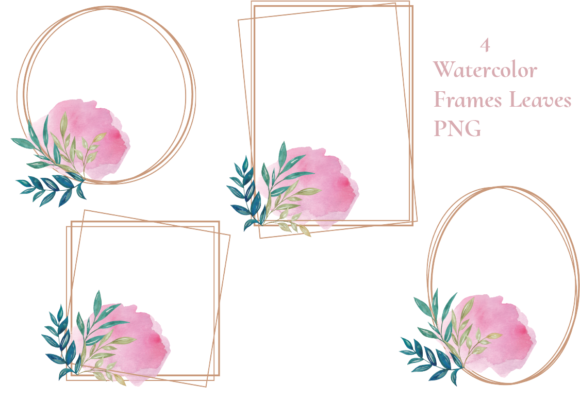 Watercolor Rose Frames Leaves: A Versatile Illustration for Content Creators