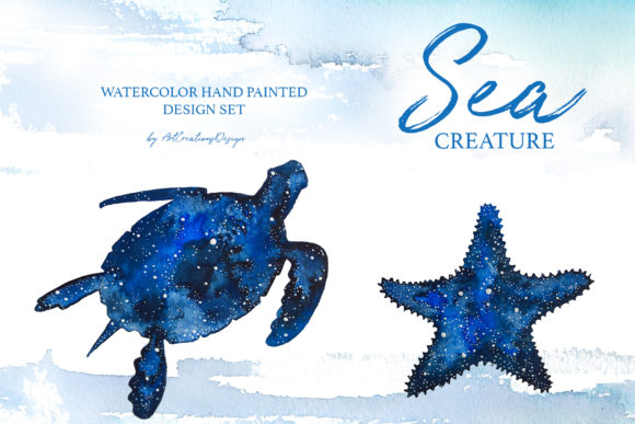 Watercolor Sea Creature Design Set: A Versatile Illustration for Creative Content