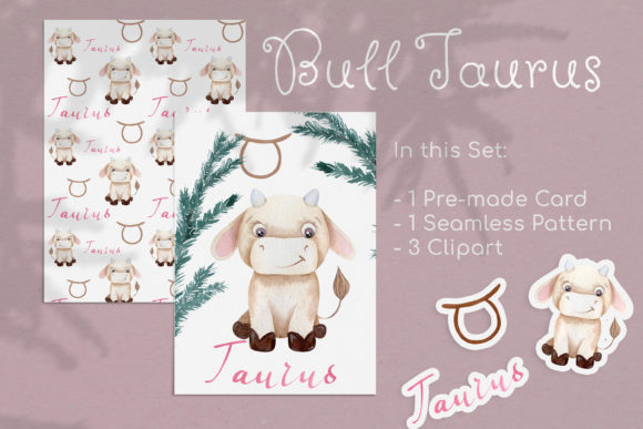 Watercolor Taurus Zodiac Bull Clipart: A Versatile Illustration for Handmade Creations