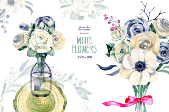 Watercolor White Flowers: A Versatile Illustration for Content Creators
