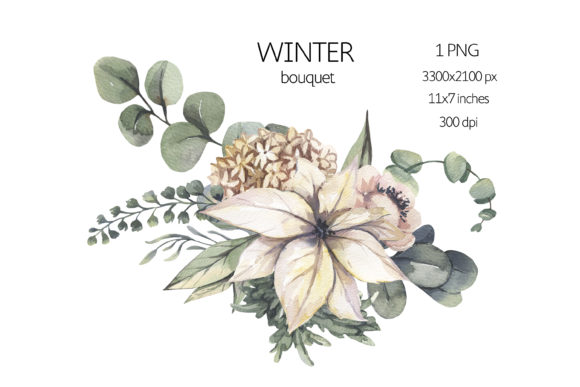Watercolor Winter Floral Clipart: A Versatile Illustration for Modern Branding