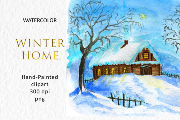 Watercolor Winter House Ornament: A Versatile Illustration for Seasonal Branding