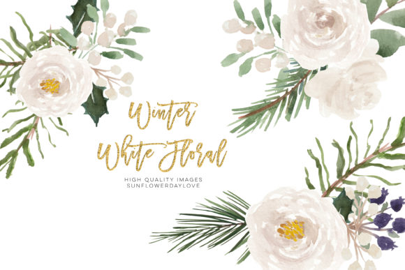 White Flowers Clipart, Watercolor Frame: A Versatile Illustration for Modern Branding